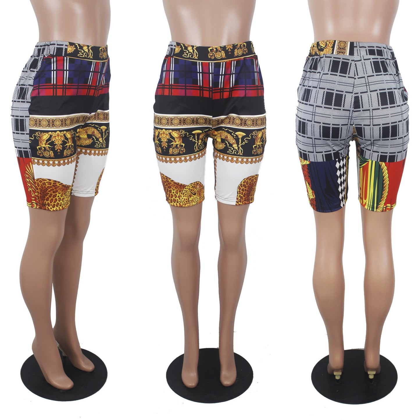 Dame Modetøj Afslappet Kontrastfarve Mønstret Print Skjorte og Shorts Sæt