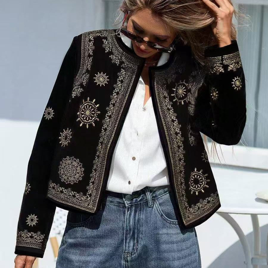 Coat Round Neck Hooded Casual Women's Printed Wear