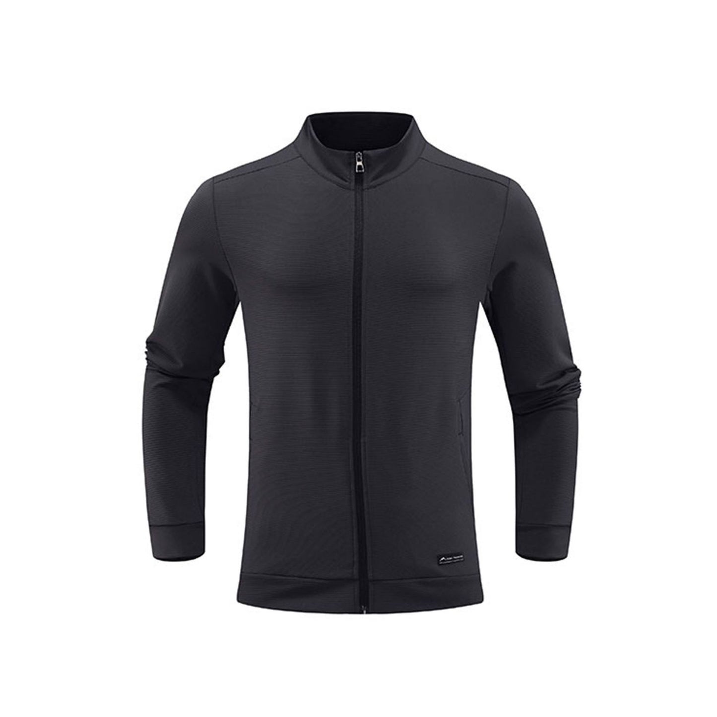 Mens Outdoor Windproof Sport Jacket With Stand Collar And Stretchy Fabric For Casual Wear