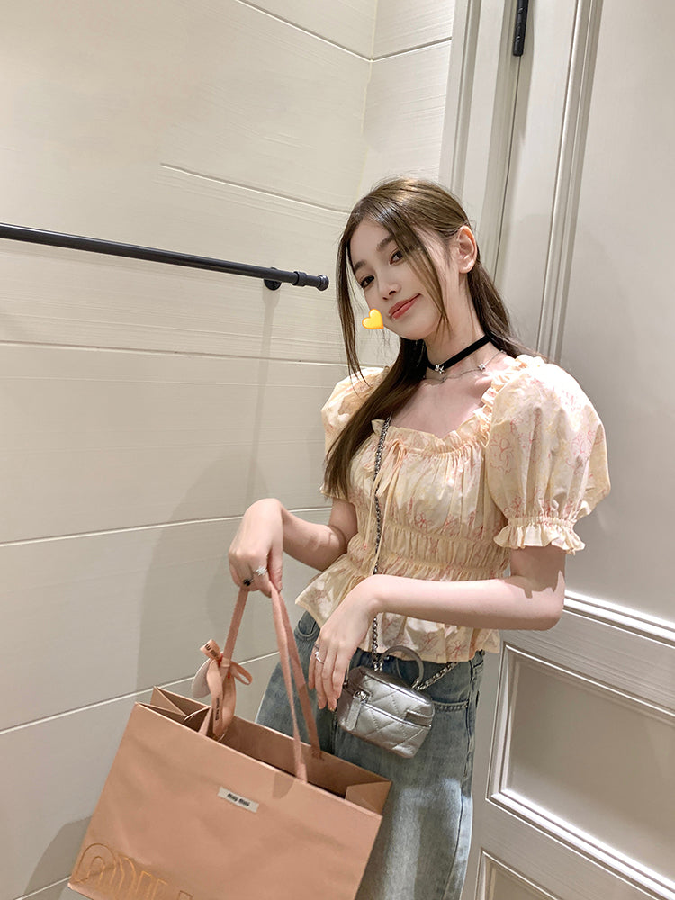 Yellow Floral Suspender Dress For Children