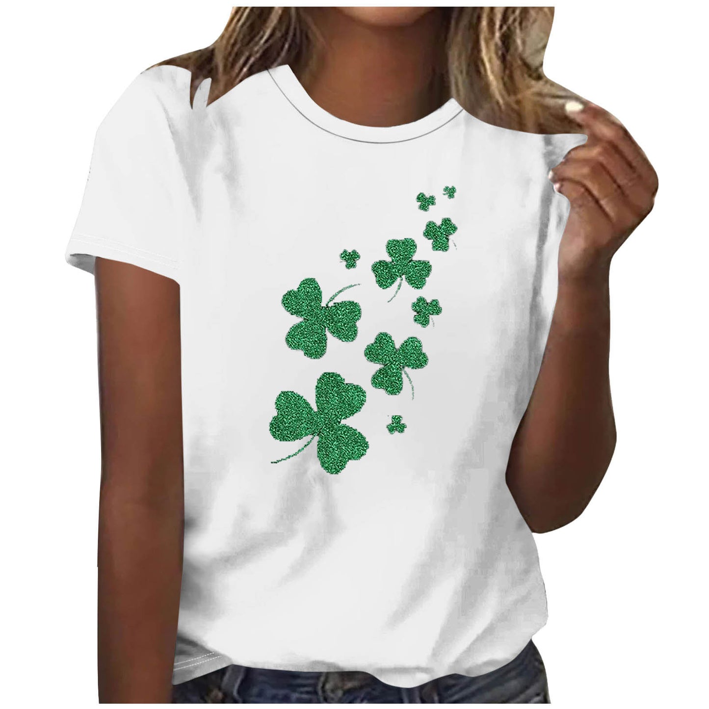 Kvinders 3D-printede løse kortærmede pullover T-shirt