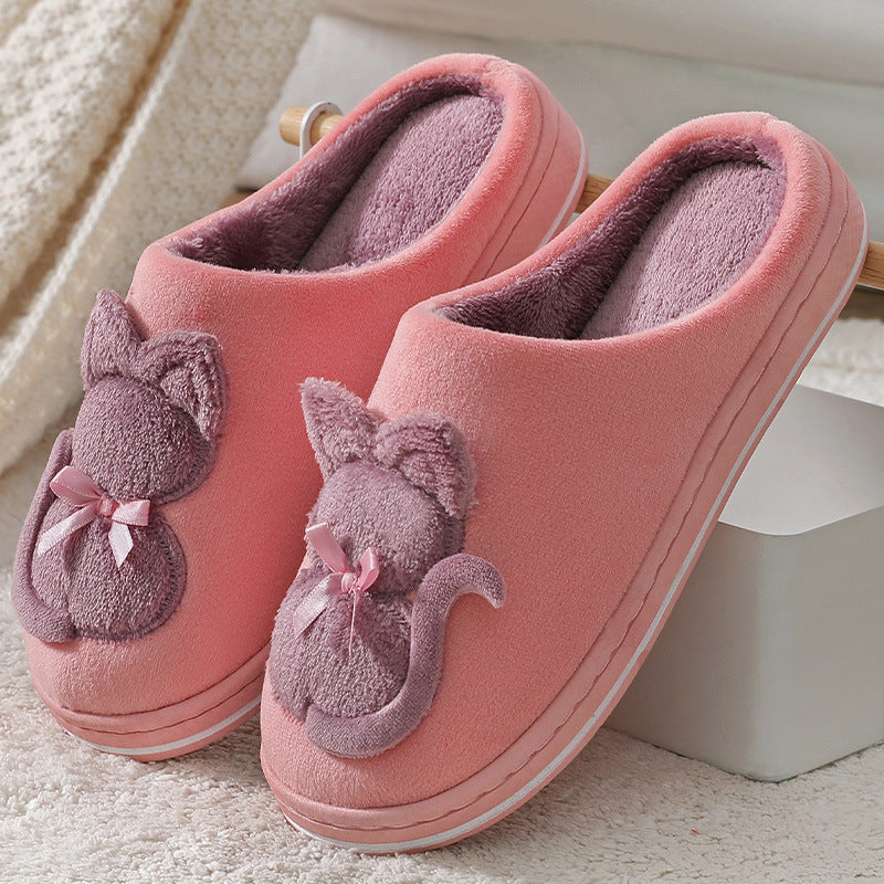 Women's Cute Plush Couple Cotton Slippers Non-slip