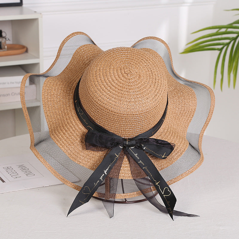 Ladies Mesh Straw Hat Elegant With Big Brim