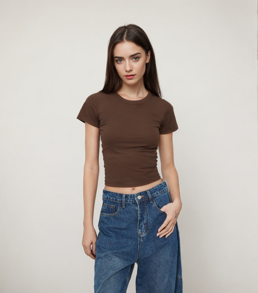 Classic Shoulder Hot Girl Sports Bottoming Skinny Top