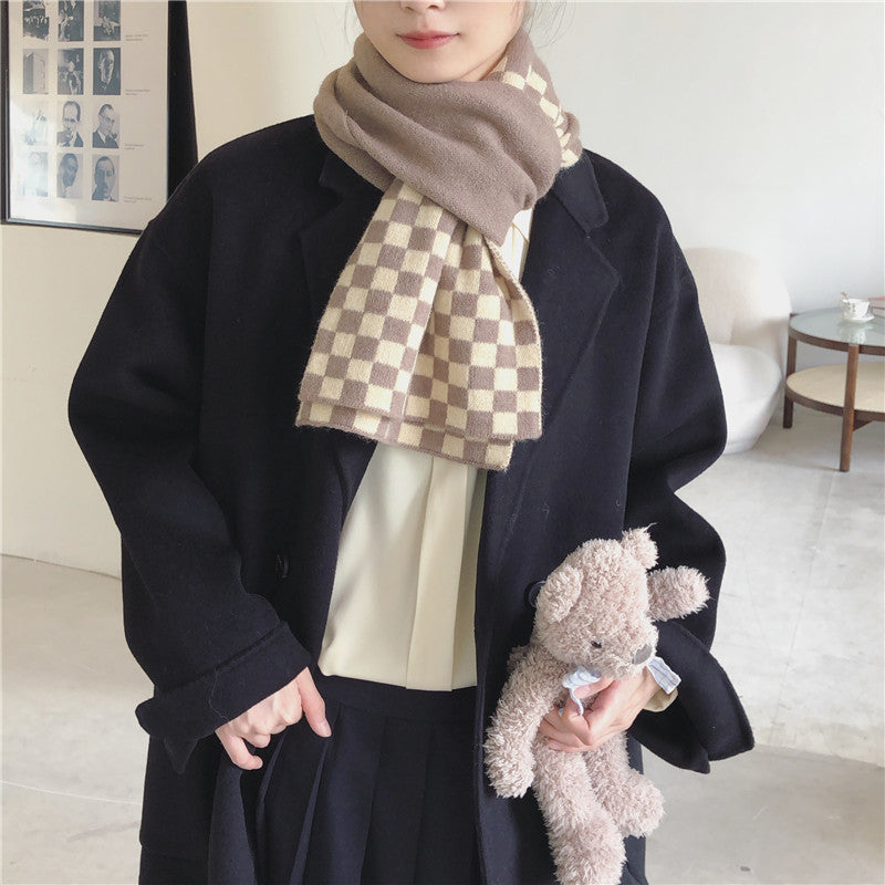 Fashion Women's Houndstooth Knitted Wool Scarf