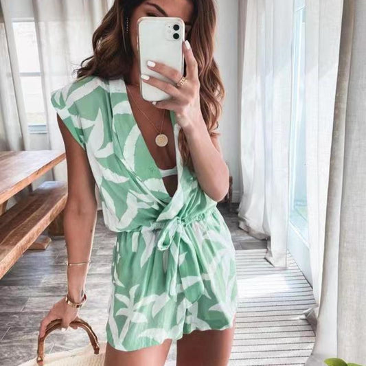 Women's Simple Fashion Casual Print Jumpsuit