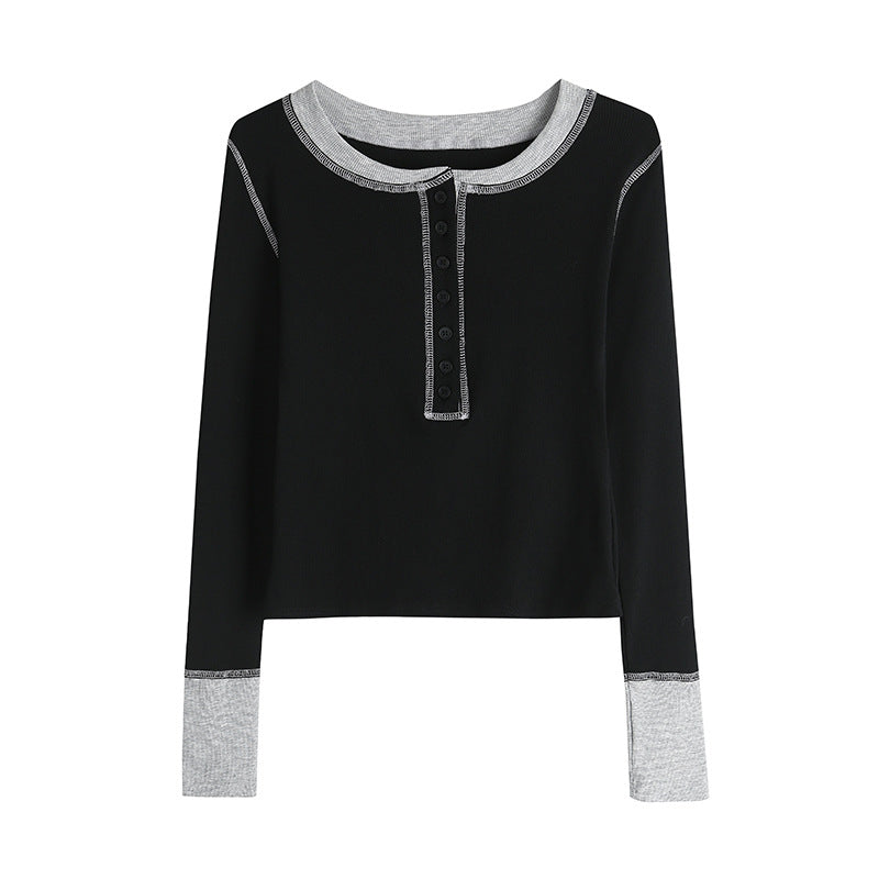 T-shirt Women's Long-sleeved Bottoming Shirt Round Neck Top