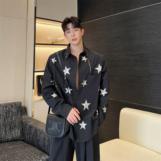 Fashion Personality Starry Print Design Top For Men