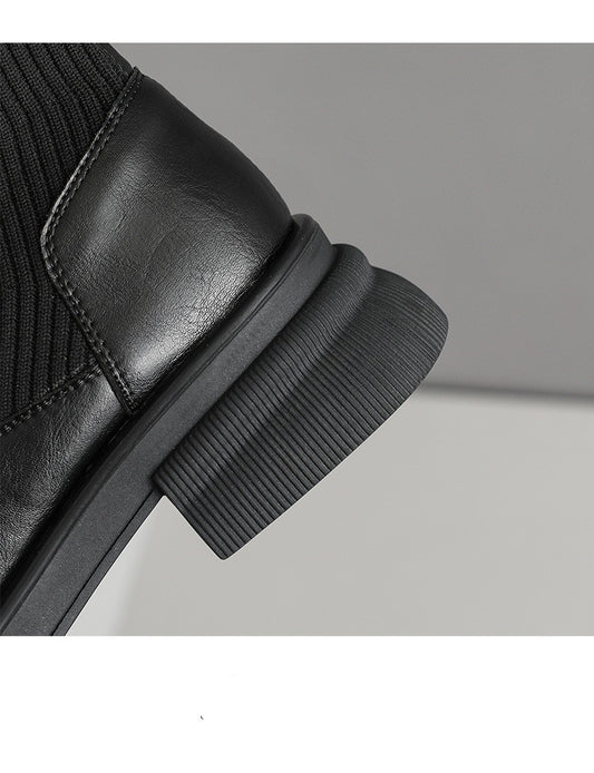 British Thick Sole Martin Boots Chunky Heel Elastic Socks