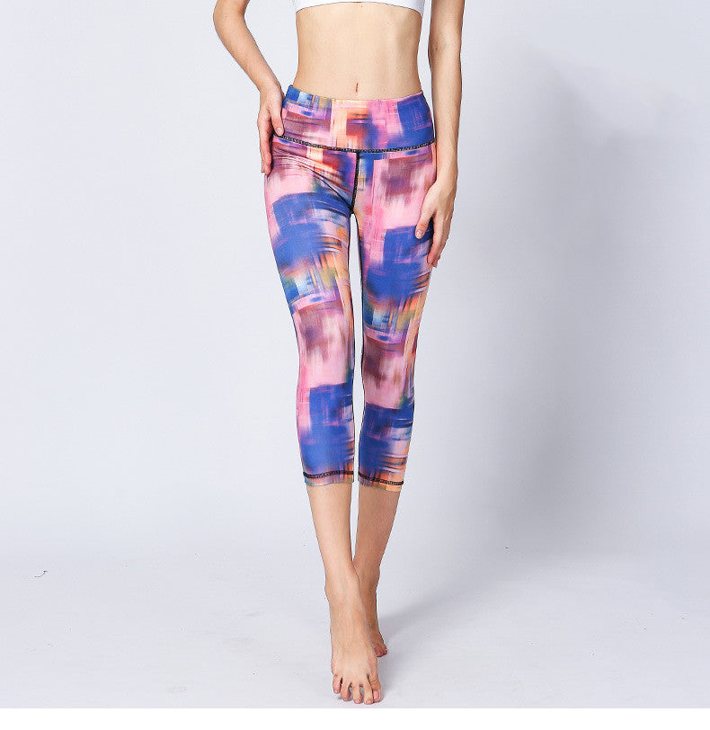 Women's Yoga Pants Digital Print High Waist Cropped Hip Pants