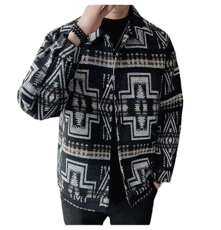 Men's Large Size Casual Retro Woolen Coat