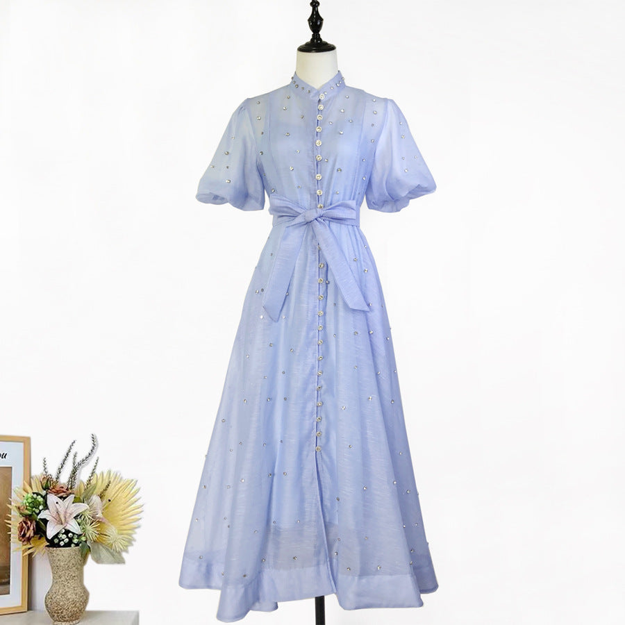 Womens Vintage-Style Floral Print Cinched Waist Dress