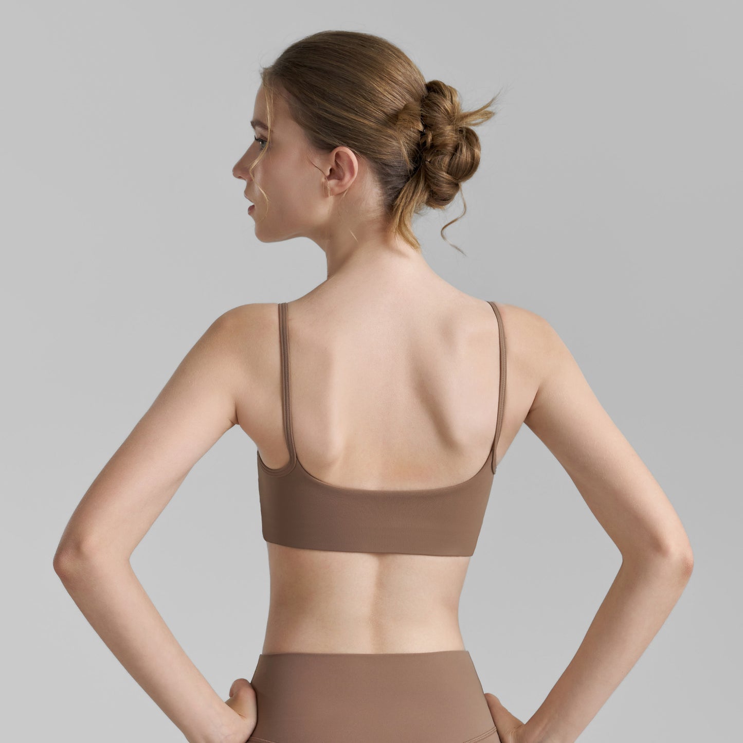 Double Strap Semi-fixed Cup Sports Bra U-shaped Back Fitness Vest