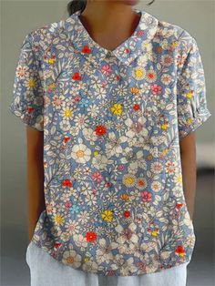 Retro Floral Cute Style Short Sleeve T-shirt