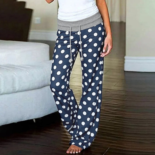 American-style Relaxed-fit Casual Pants With A Polka-dot Print