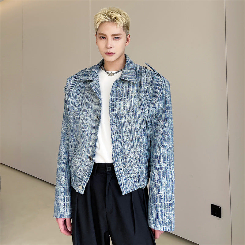 Men's High-waisted Loose Textured Jacket
