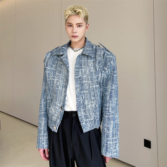 Men's High-waisted Loose Textured Jacket