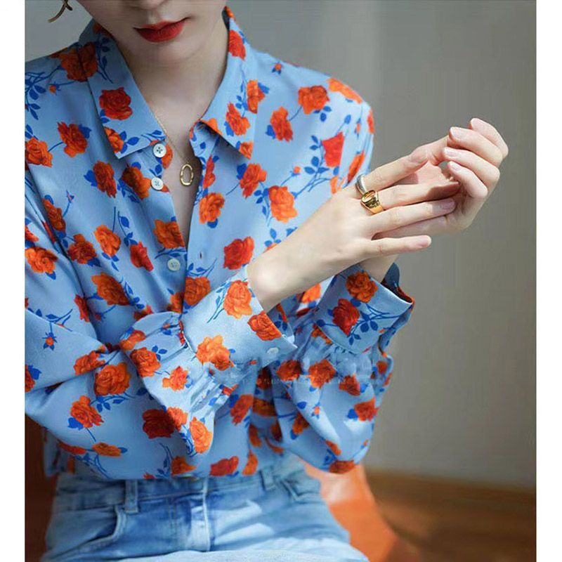 Design-print Retro Long-sleeved Shirt