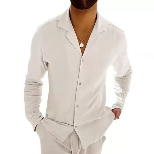 Herrejakke Knap Cardigan Slank Revers Sport Fritid