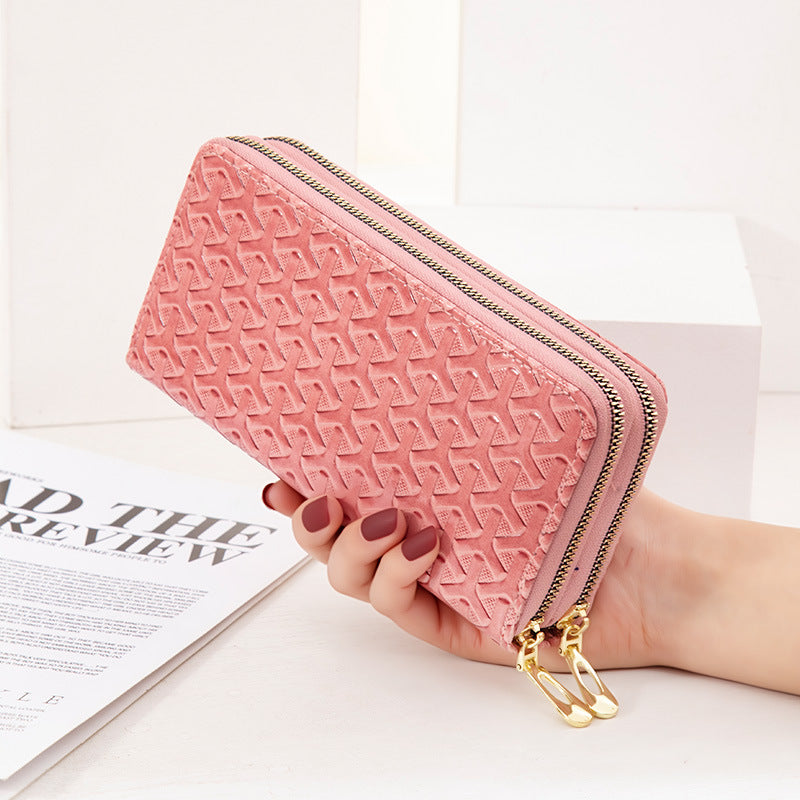 Large Capacity Double Layer Bright Leather Striped Mobile Phone Bag