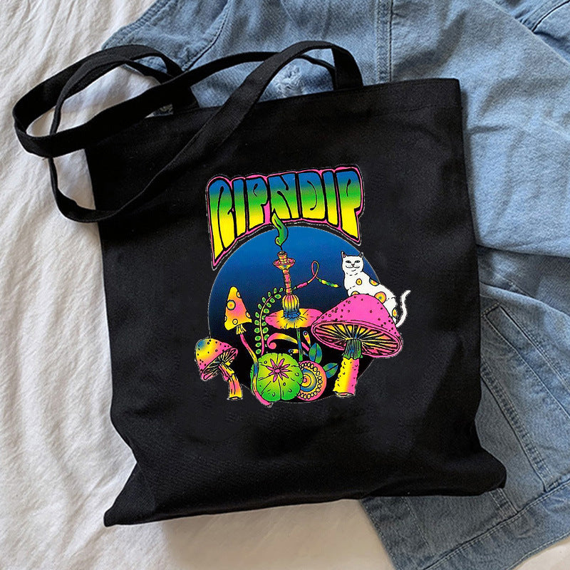 Mushroom Print Personalized Creative One-shoulder Canvas Bag