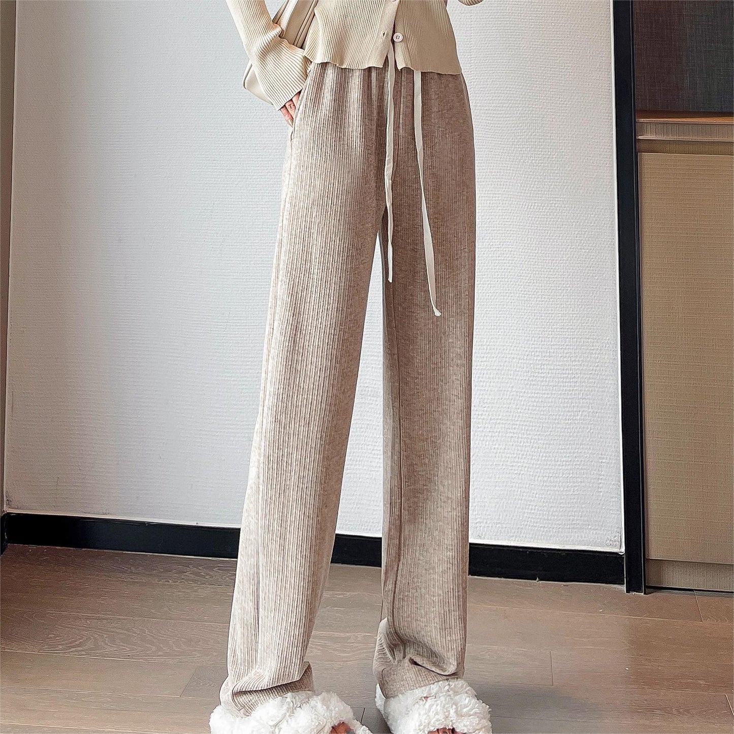 Cashmere Wide-leg Pants Women's High Waist Loose