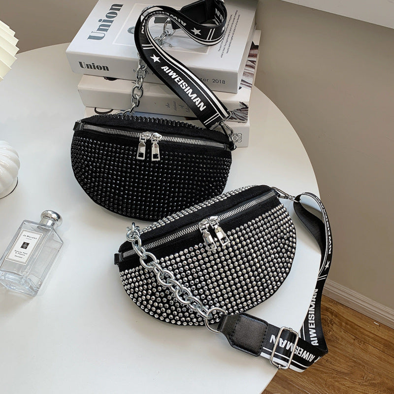 Western Style Rhinestone Crossbody Chest Bag