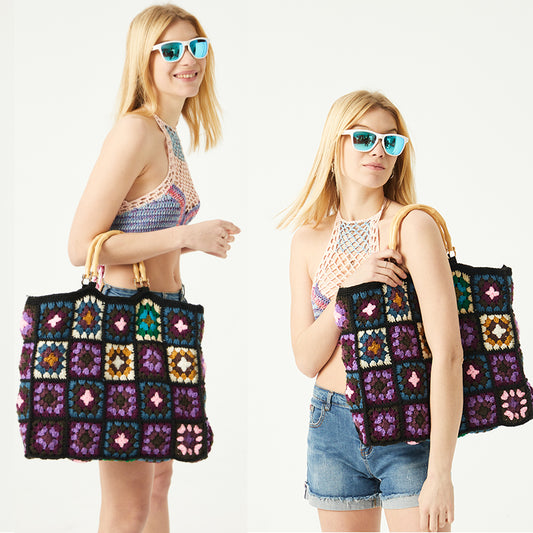 Retro Clashing Grandmother Plaid Woven Bag