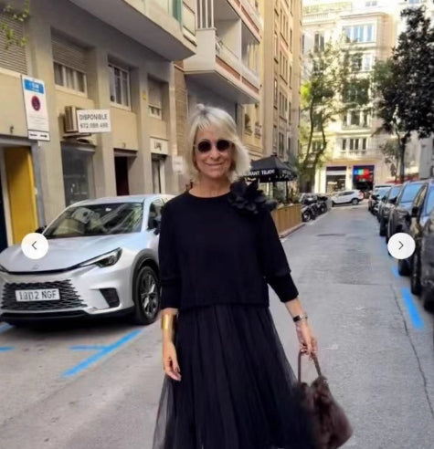 Solid-color Casual Knit Crew-neck Top And Mesh Slip Maxi Dress Two-piece Set