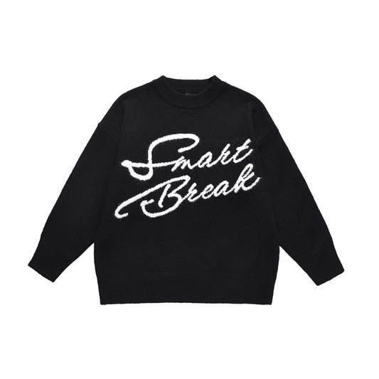 Autumn And Winter Embroidered Letter Crew Neck Sweater Fashion Brand Men's Clothing