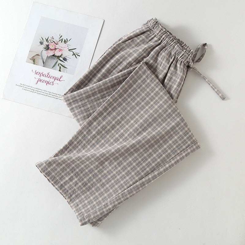 Womens SpringSummer Straight-Cut Casual Plaid Pants