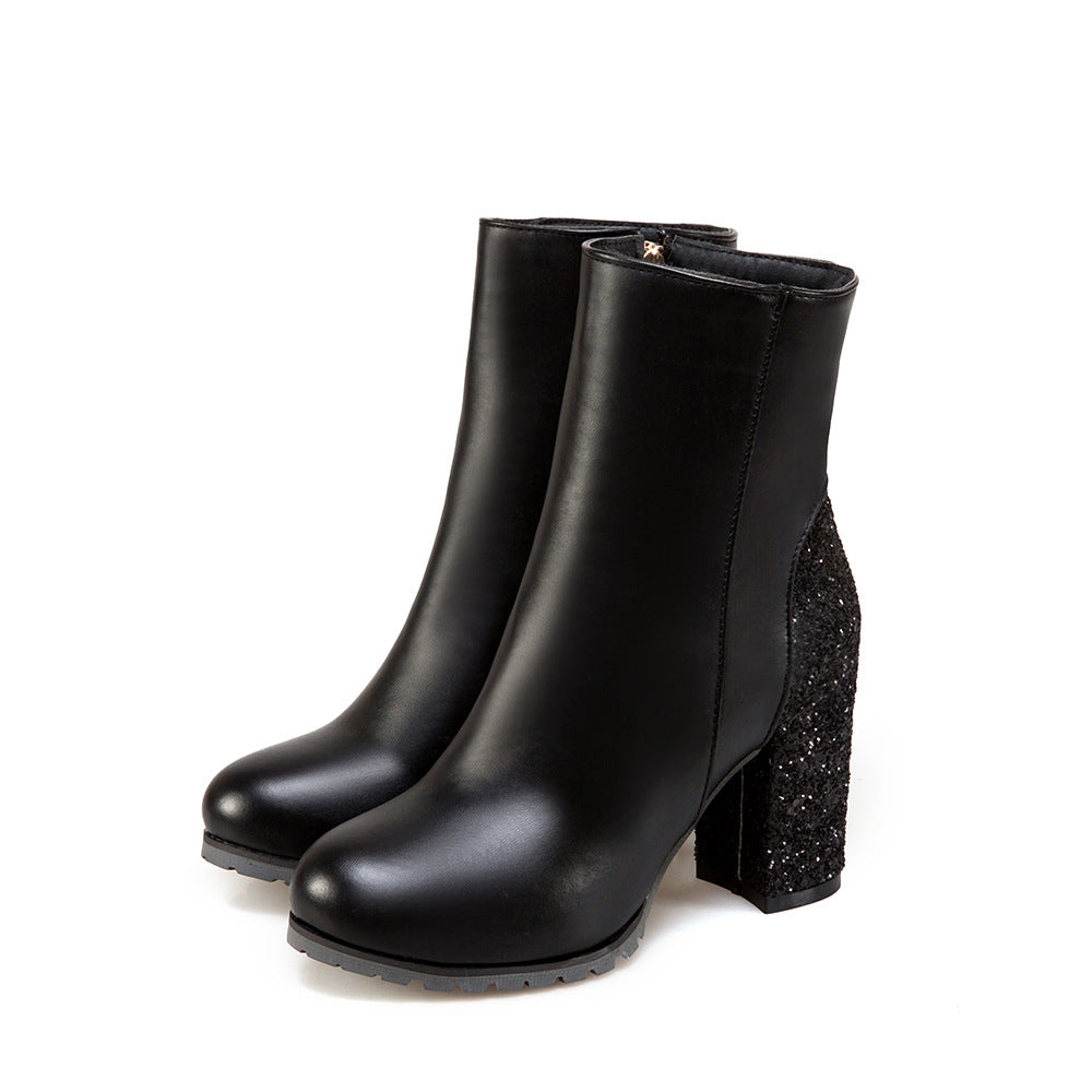 Fashion Women's Sequined High Heel Ankle Boots