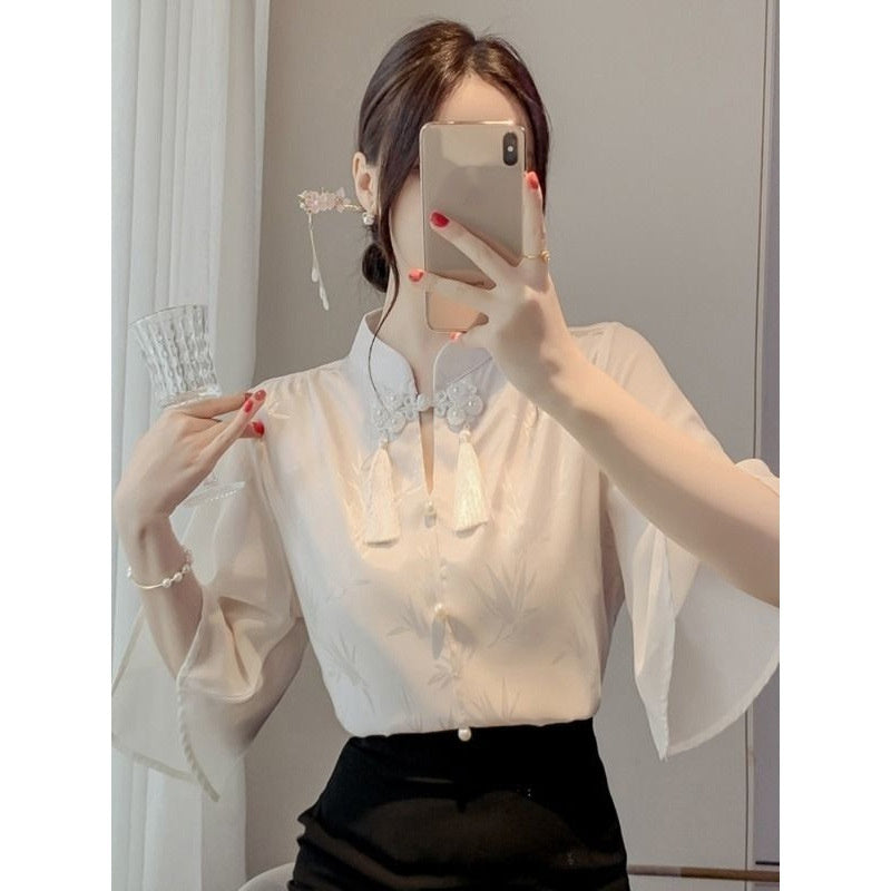 New Chinese Style Short Sleeve Shirt Women
