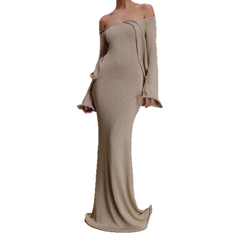 Chic Sexy Off-the-shoulder Tube Dress With Flared Sleeves For Women