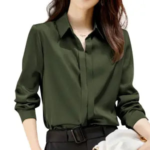 Spring Chic Commuter Satin Shirt