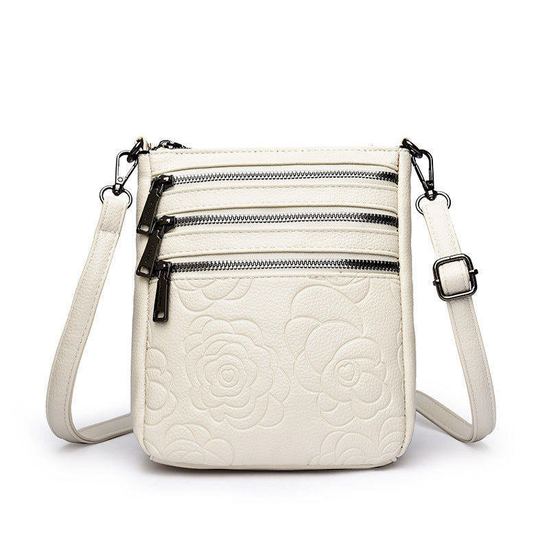 Middle-aged Lady Mother Casual Embossed Shoulder Bag Height