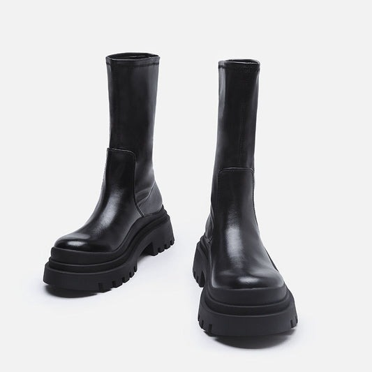 Women's English Small Platform Martin Boots