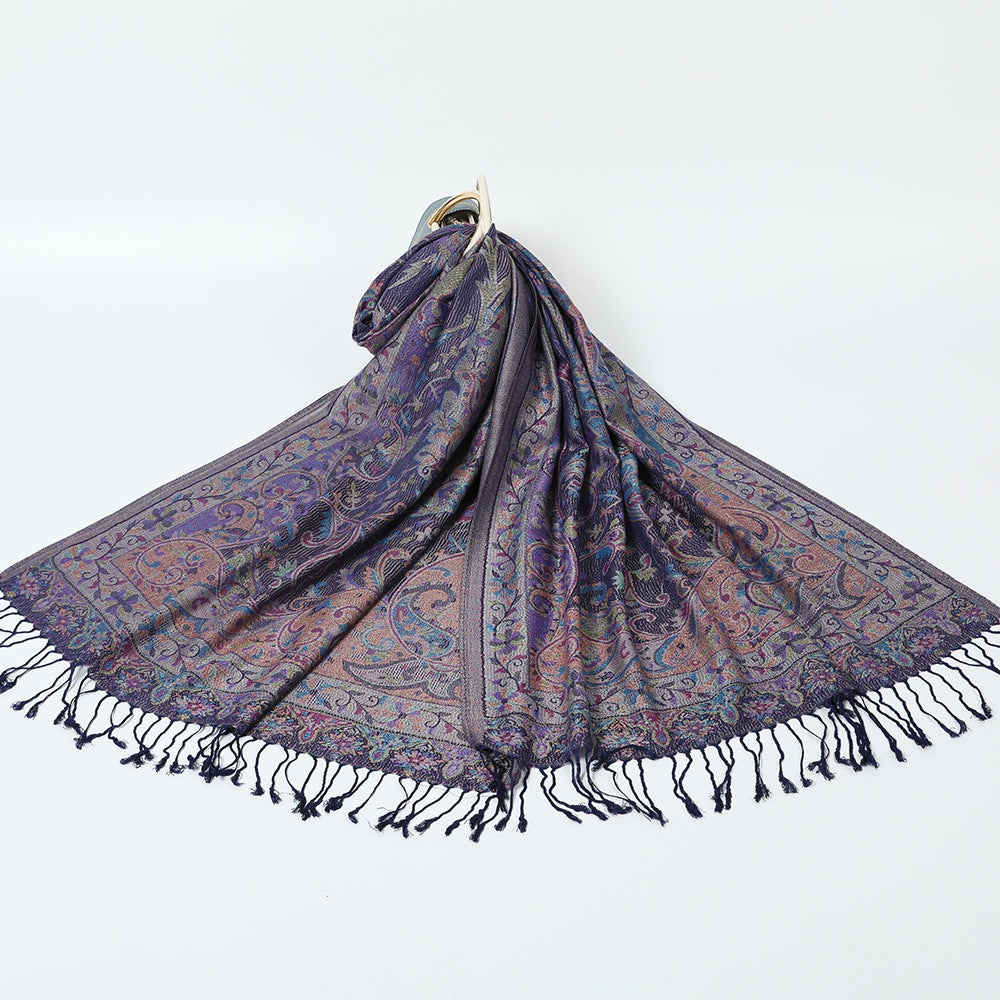 Export Scarf Ethnic Style Jacquard Cashew Tassel Shawl