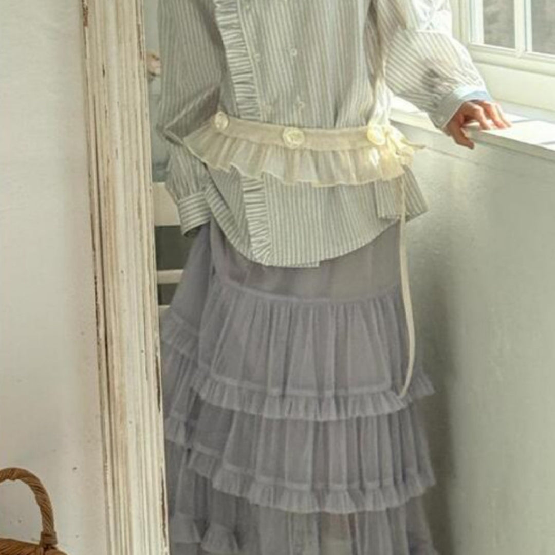 Womens Heavy-Duty Lace Belt With Ruffles And Lacing Short Style