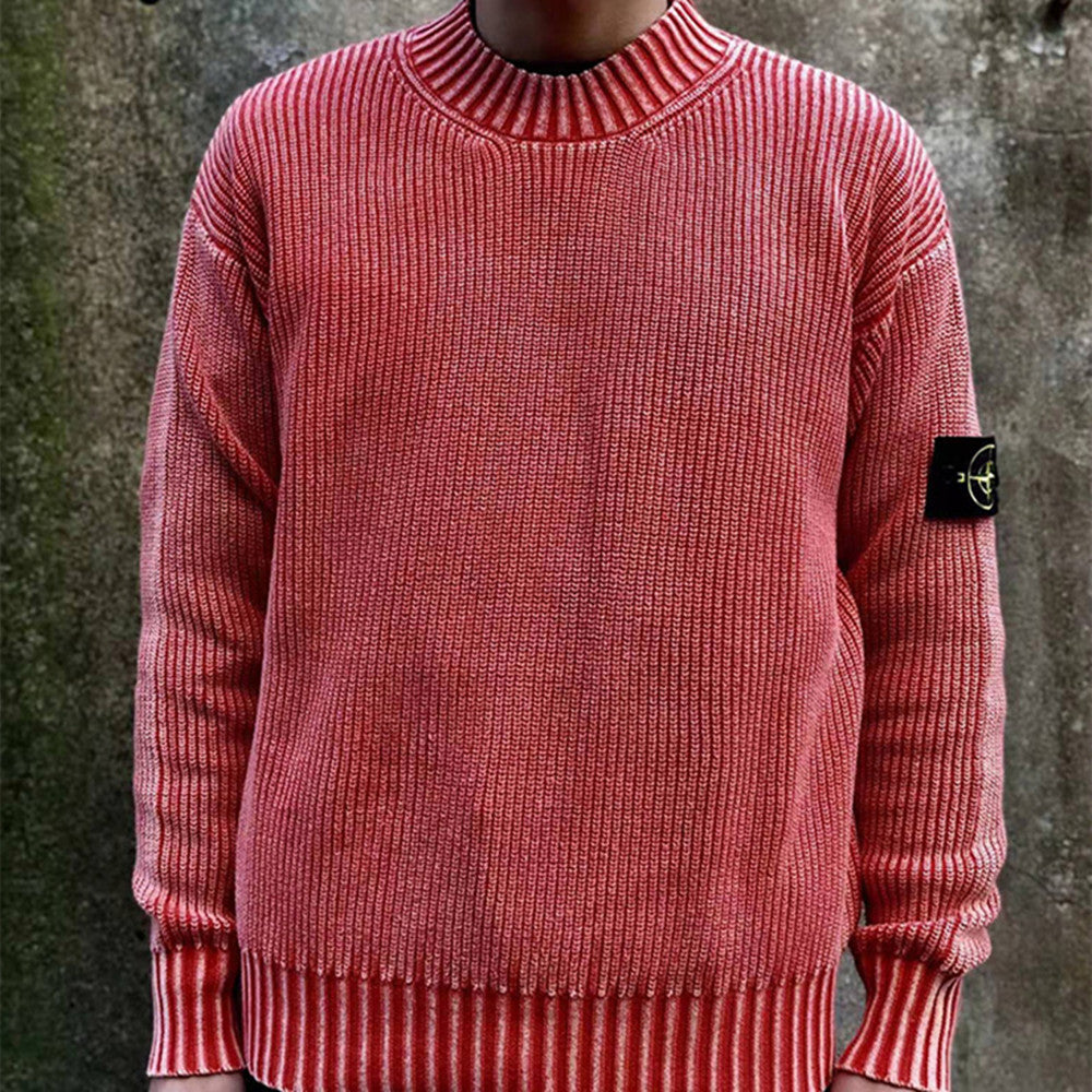 Heavy Industry Tie-Dye Pullover Round Neck Thickened Men's Sweater