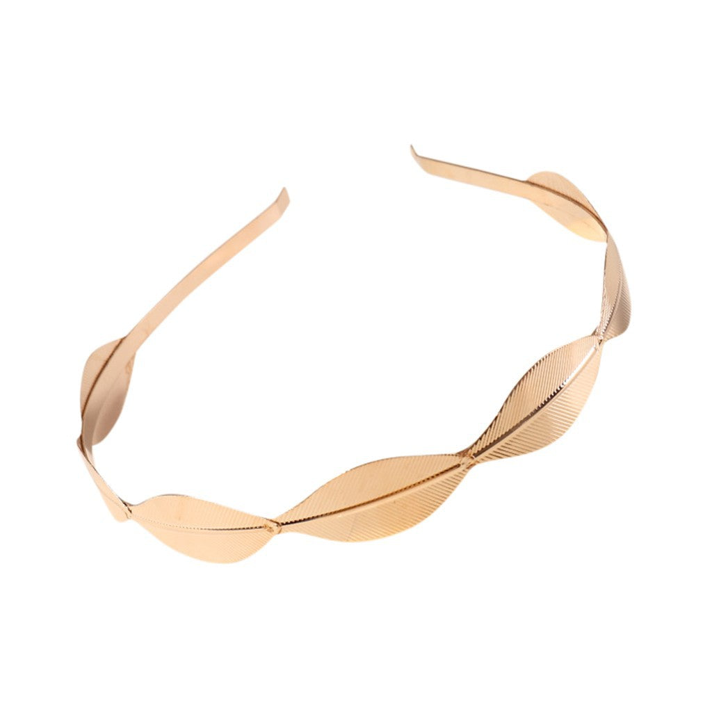 Retro Style Golden Leaf Headband Simple