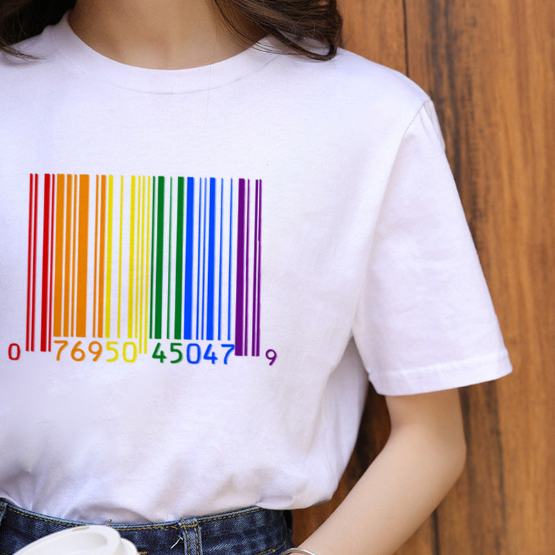 Letter Print Casual Short Sleeve Ladies T-Shirt