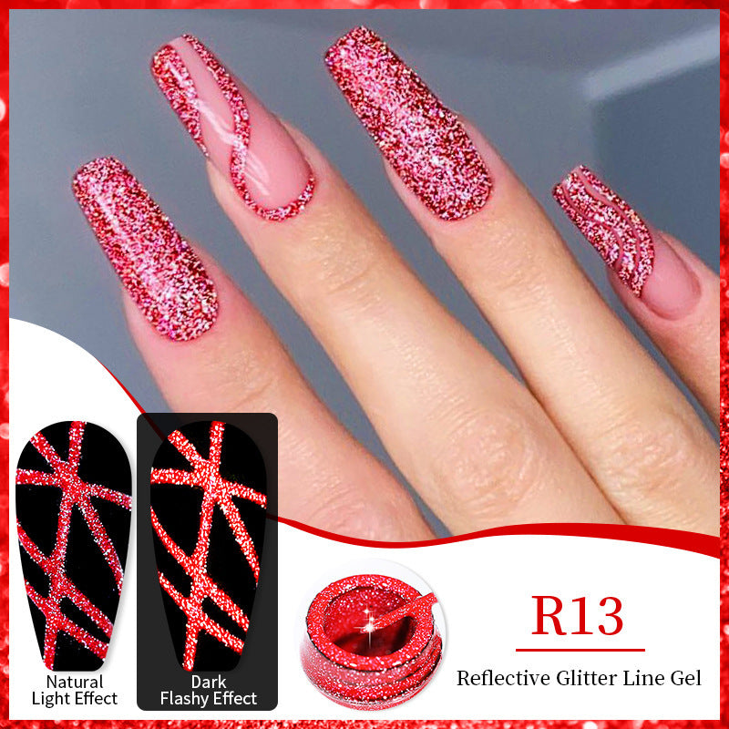 Nail Gel With A Glittery Brushed Finish And Reflective Sequins