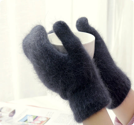 Rabbit fur warm gloves
