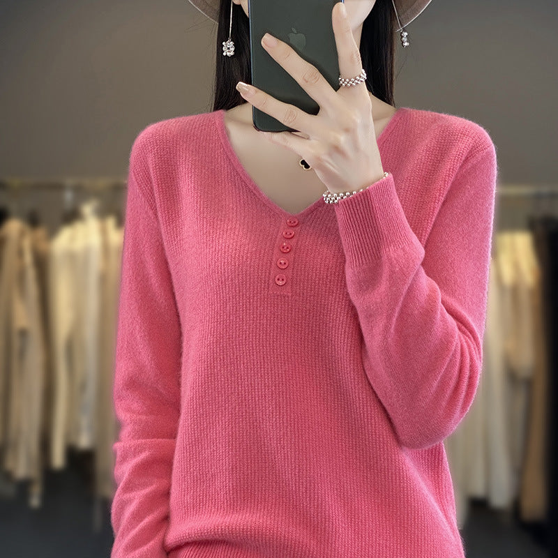 Women's Long-sleeved Sweater Top With Tie Buckle