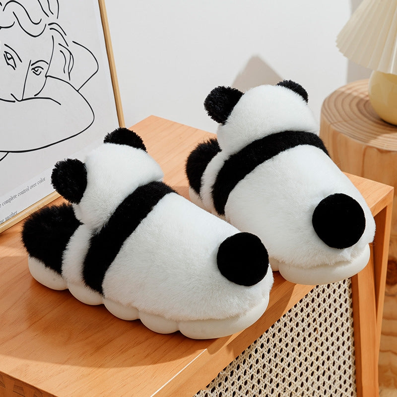 Winter Three-dimensional Panda Fleece-lined Thickened Cotton Slippers