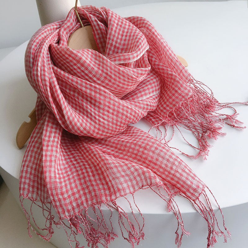 Cotton And Linen Scarf Women's Artistic Shawl Long Four Seasons Warm