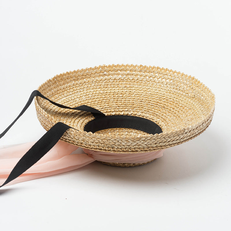 Vintage Shallow Flat Top Chiffon Hat
