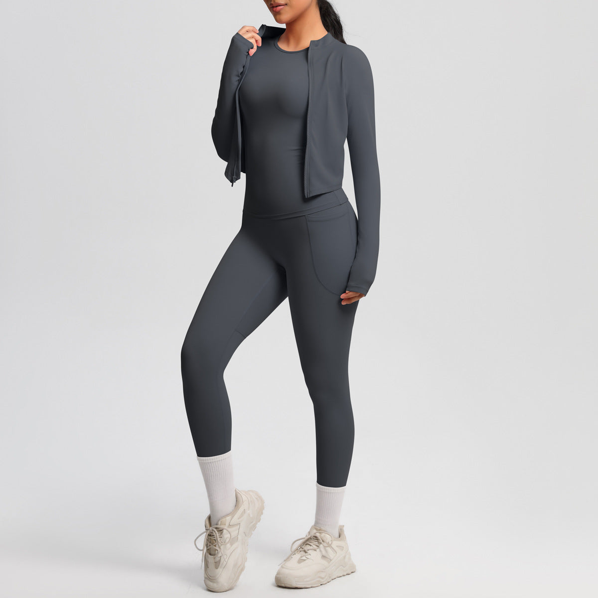 Women's Tight Sports Zipper Jacket Slimming Fitness Suit