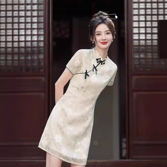 Womens Casual Versatile Short Retro Dress